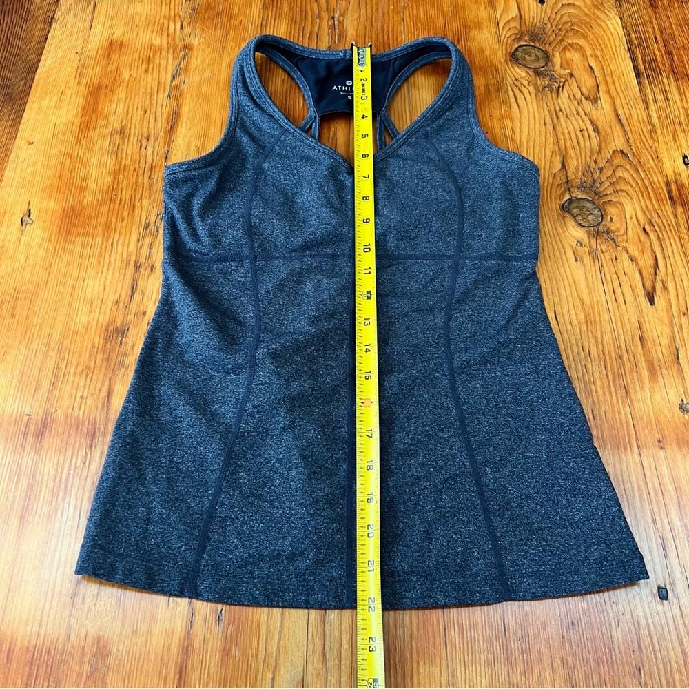 Athleta Equator Racerback Tank Top Sz S Gray Shelf Bra Lycra Sporty EUC or NWOT - Picture 8 of 9